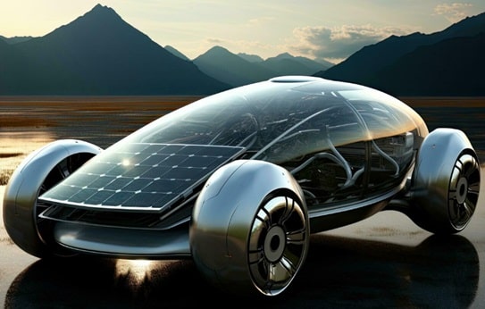 太陽電池を設置した自動車