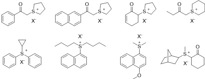 ArFレジストのイオン性PAG（カチオン部）の化学構造例